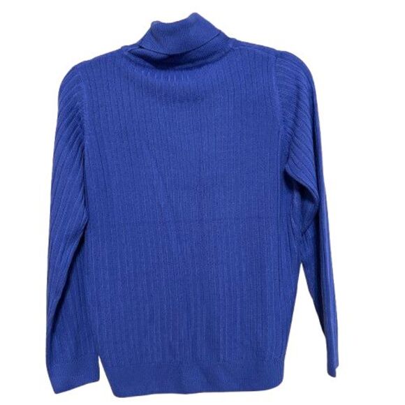 Cashmere Best Quality Turtleneck Sweater Womens Medium Purple Cable Knit Ribbed - Picture 3 of 8